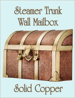 SOLID COPPER STEAMER TRUNK WALL MAILBOX SHIPS IN ONLY 1 DAY! CLOSEOUT
