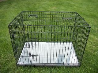 Large X Large Folding Large Two Door Dog Crate Cage Kennel Metal Pan