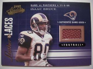 2001 PLAYOFF ABSOLUTE LEATHER AND LACES ISAAC BRUCE , RAMS  BOX