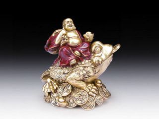 SALE 4 Happy Buddha on Money Toad Frog Statue Enlightenment Buddhism