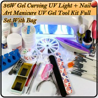 36W Gel Curving Nail UV Lamp Dryer+UV Gel Nail Full Kit