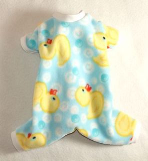 XXXS Ducky Cozy Fleece Dog Pajamas clothes PJS pet apparel Teacup