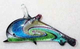 Lampwork Glass Dolphin Fish Bead Focal Drop Jewelry Necklace Pendant
