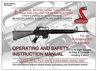 BUSHMASTER XM15 RIFLE OWNERS INSTRUCTION USER GUIDE MANUAL ON CD! XM