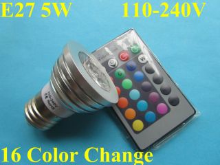 5W E27 Remote Control LED Bulb Spotlight 16 Color Change lamp 110 240V
