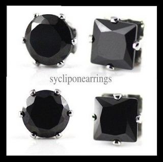+RD 2pairs Black CZ clip on MAGNETIC earrings lady mens stunning