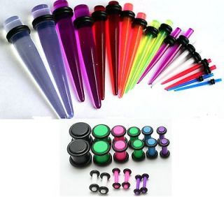 36pc Tapers Plugs EAR STRETCHING KIT gauges UV COLOR 00g 2g 4g 6g 8g