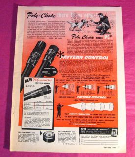 1959 VINTAGE AD SHOTGUN POLY CHOKE PATTERN CONTROL HUNTING