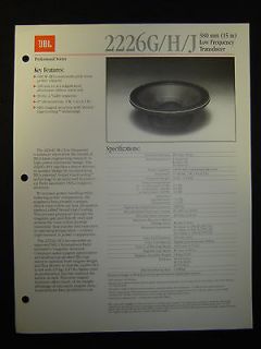 Original JBL Spec / Tech Sheet    2226G / H / J Manual