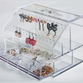 Organizer earring holder Acrylic Makeup case drawer.Jewelry storage