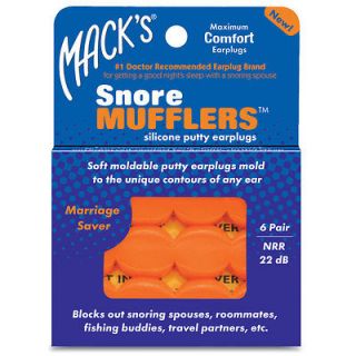 Macks Snore Mufflers Silicone Putty Ear Plugs (6 Pairs)