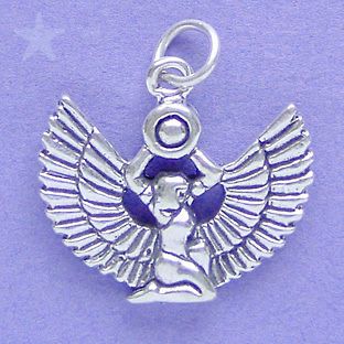 ISIS Sterling Silver Charm Pendant EGYPTIAN GODDESS WINGS EGYPT WINGED