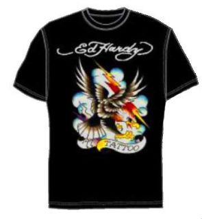 Authentic ed Hardy tee shirt Black official appareals Eagle clouds