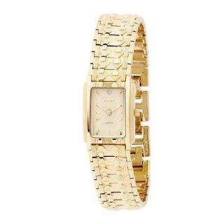 Elgin EG286B Womens Gold Plated Nugget Texture Bracelet Watch with