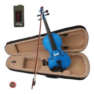 NEW Crescent 4/4 BLUE ACOUSTIC Violin+CASE+ROSIN+DIGITAL TUNER!