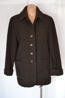 BROMLEY COLLECTION PETITE BROWN WINTER WOOL BLEND TWEED BOUCLE COAT