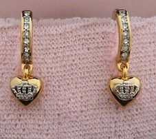 Auth Juicy Couture Heart Crown Huggies Hoop Earrings $48 Gold