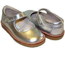 Elephantito Eyelet Leather Mary Jane size 9 Silver Sparkle Shoes
