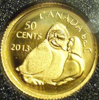 .999 Pure Gold 50 Cents Coin 1/25 oz Owl Shaman Holding Goose 2013