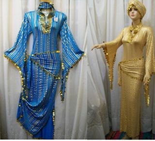 EGYPT GALABEYA,BELLY DANCE,ABAYA SAIDI,BALADI,S EXY DRESS & 2 SCARF
