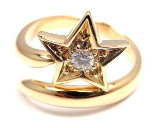 MINT! AUTHENTIC CHANEL COMETE 18K YELLOW GOLD DIAMOND STAR BAND RING