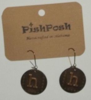 NEW LADIES PISH POSH HANDCRAFTED PERSONALIZED INTITAL H BRONZE EARWIRE