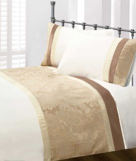 Luxury Modern Gold Damask Jacquard Duvet Cover Bedding Set   Rialto