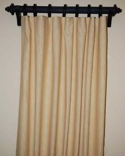 CLOSEOUT Lined Flat Casual Custom Made Gold Cream Stripe Drapes 1 Pair