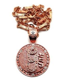 PENDANT & 6mm/36 CHAIN HIP HOP ROSE GOLD PLATED NECKLACE   OP80