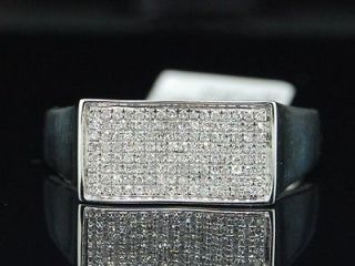 Mens 925 Sterling Silver 0.69 round diamond ring band pinky fashion