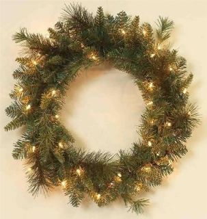 New 24 Battery Operated LED Palmer Pine Wreath w/ Timer Multi