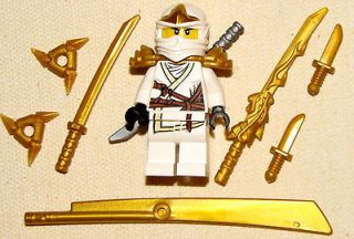 LEGO NEW WHITE ZANE ZX MINIFIGURE NINJAGO NINJA GOLDEN DRAGON SWORD