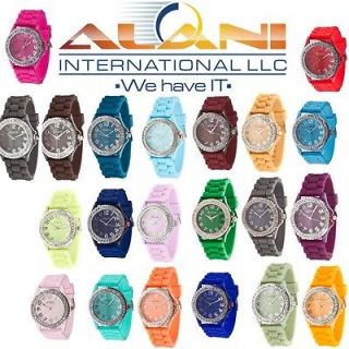 GENEVA Quartz Classic Gel Silicone Wristband Wrist Watch Lady Women