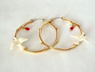 DISNEY PRINCESS GOLD Plated DOVE Crystal HOOP Earrings