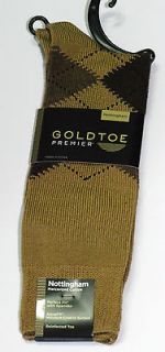 GOLD TOE Nottingham Premier Mercerized Cotton Mens Dress Socks Camel