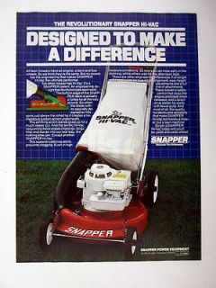 Snapper Hi Vac Lawn Mower 1983 print Ad advertisement