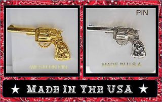 Choice Gold Silver OLD WEST COLT REVOLVER 6 SHOOTER LAPEL HAT PIN