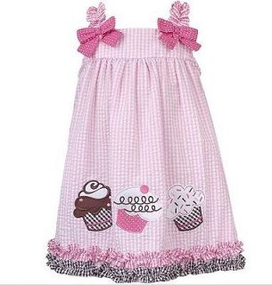 NEW Rare Editions Toddler Girls Seersucker Cupcake Birthday Dress Size