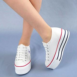Womens Ladies Trainers Canvas Platform Low High Sneakers US 6~8 (WS102
