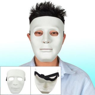 Men Halloween Party Drama Full Face White Plastic Masquerade Costume