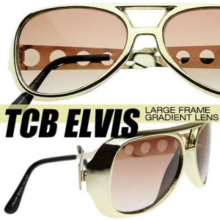 Roll Elvis Shades Costume Party Novelty Aviator Sunglasses (Gold