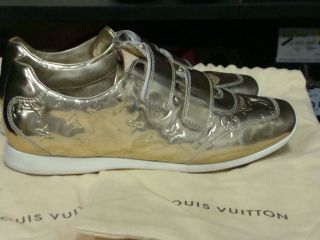 Auth LOUIS VUITTON Gold Mirror Miroir Tennis Athletic Shoes sz 36.5