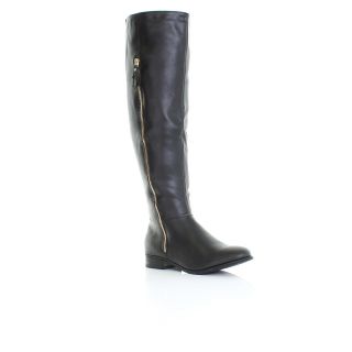 LADIES OVER KNEE THIGH HIGH LEATHER GOLD ZIP FLAT TALL BOOTS SIZE 3 8