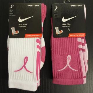 Nike Elite Crew Basketball Socks Kay Yow Breast Cancer M 6 8 L 8 12