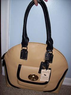 Emma Fox Leather Dome Satchel Handbag Camel/Black EF11030 MSRP$358 NEW