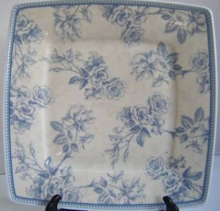 Lubiana Dusty Blue Roses SQUARE SALAD PLATE Poland