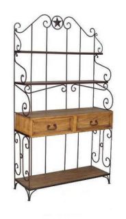 Wrought Iron Bakers Rack   Rustic   Western   Star   Kitchen Rack