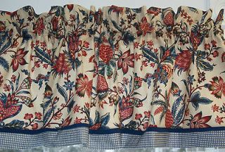 Williamsburg Indiennes Toile Valance 17 x 53 Drapery Weight Curtain