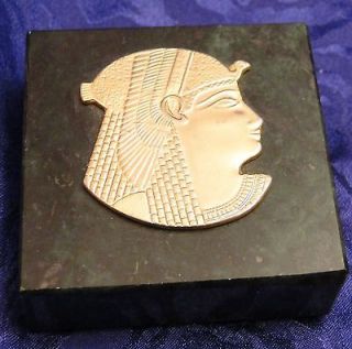 Vintage Egyptian Revival Marble Gold Nefertiti Snake headdress 2