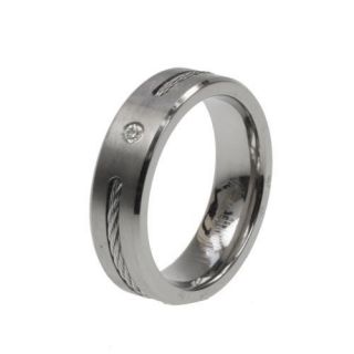 Titanium Ring with Cable and .04ct Diamond Size 9   12